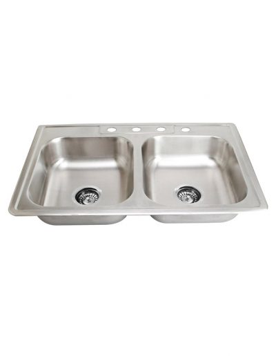 Stainless Steel SM560-820D-9 Double Bowl Drop-in Sink